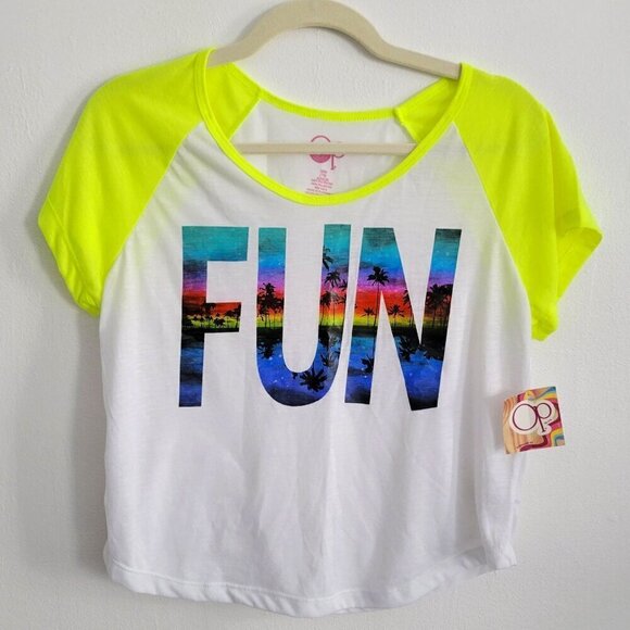OP Tops - Fun Printed Summer Cropped T-shirt Women Junior Size 7/9